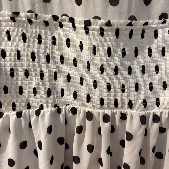 Torrid White and Black Smocked Ruffled Blouse - Picture 4 of 4